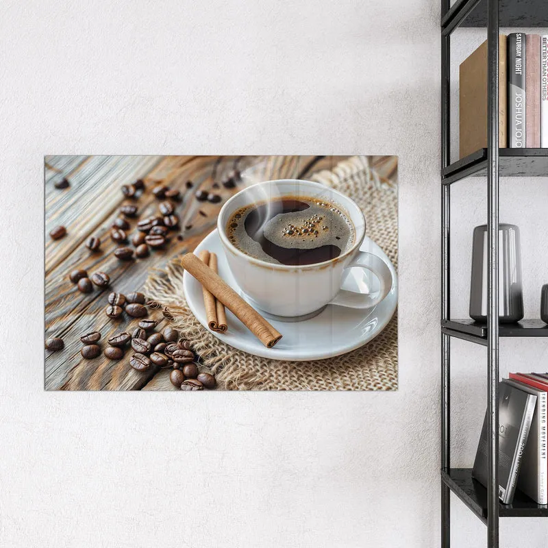 Glas Magnettafel - Kaffee mit Zimtstangen