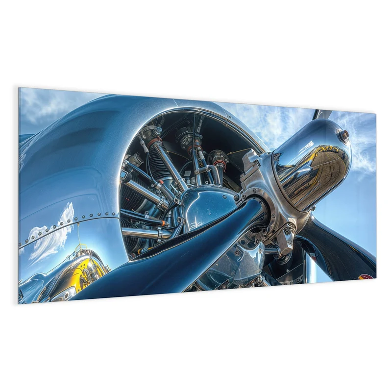 Glas Magnettafel - Propeller aus Chrom