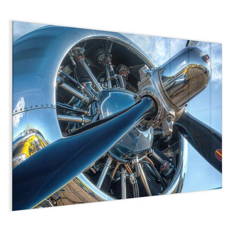 Glas Magnettafel - Propeller aus Chrom