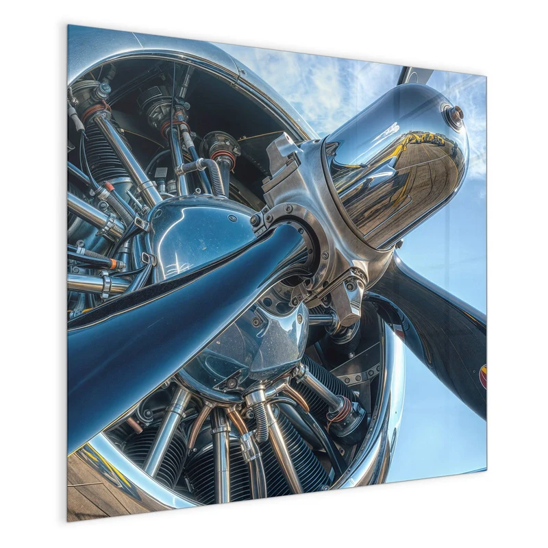 Glas Magnettafel - Propeller aus Chrom
