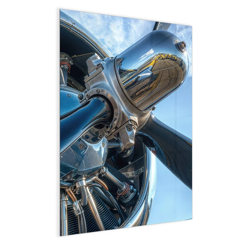 Glas Magnettafel - Propeller aus Chrom