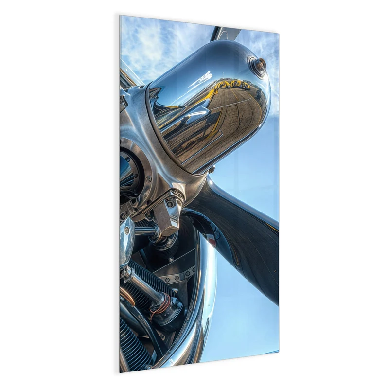 Glas Magnettafel - Propeller aus Chrom
