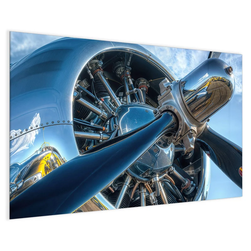 Glas Magnettafel - Propeller aus Chrom