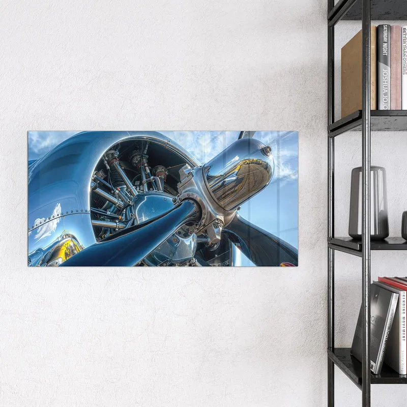 Glas Magnettafel - Propeller aus Chrom