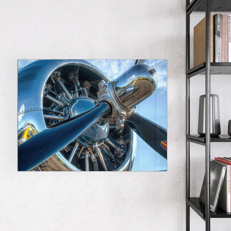 Glas Magnettafel - Propeller aus Chrom