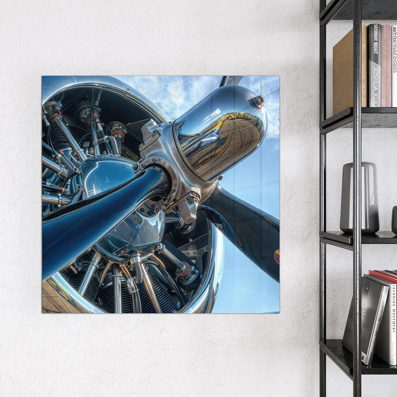 Glas Magnettafel - Propeller aus Chrom