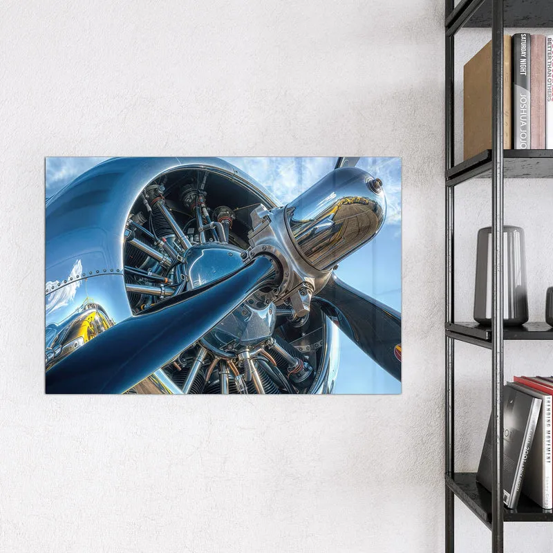 Glas Magnettafel - Propeller aus Chrom