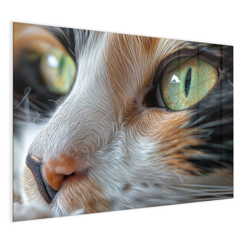 Glas Magnettafel - Grünäugige Katze