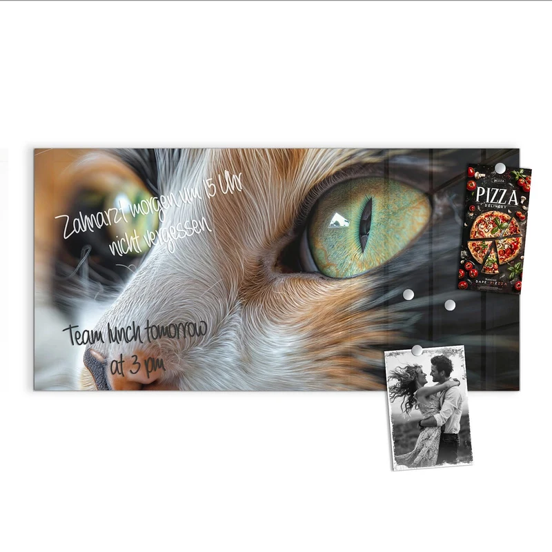 Glas Magnettafel - Grünäugige Katze