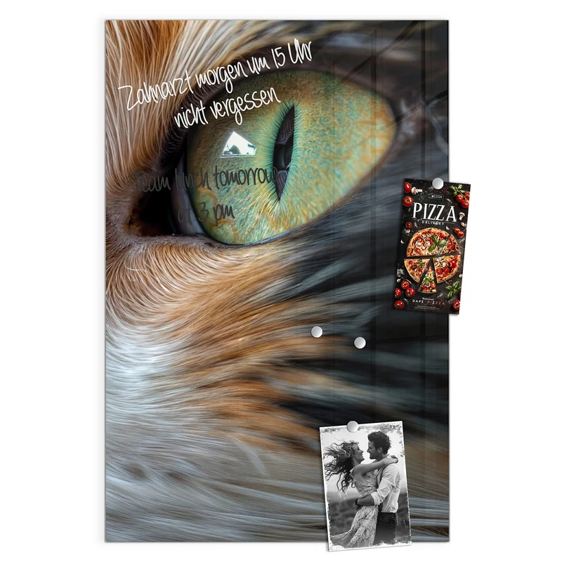 Glas Magnettafel - Grünäugige Katze