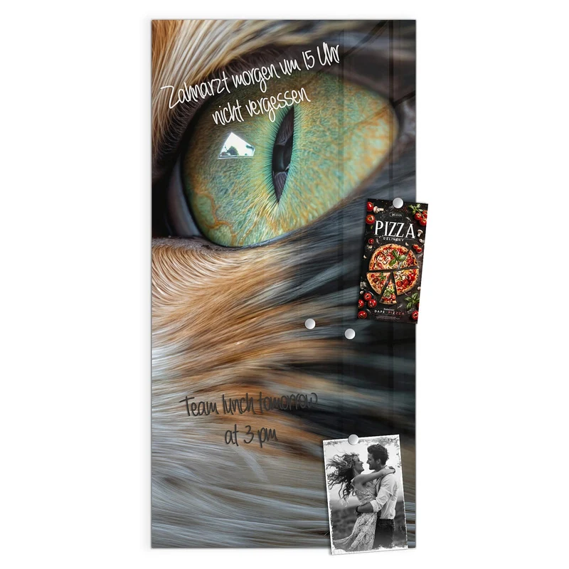 Glas Magnettafel - Grünäugige Katze