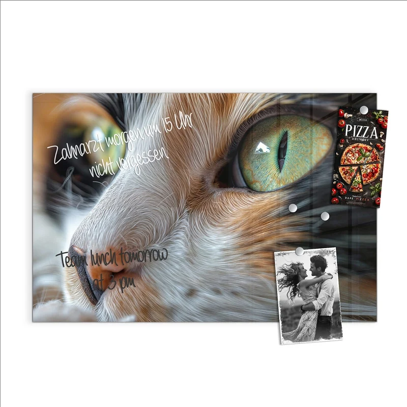 Glas Magnettafel - Grünäugige Katze