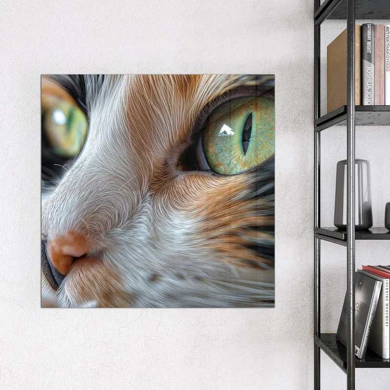 Glas Magnettafel - Grünäugige Katze