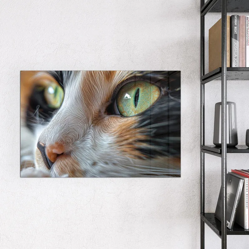 Glas Magnettafel - Grünäugige Katze