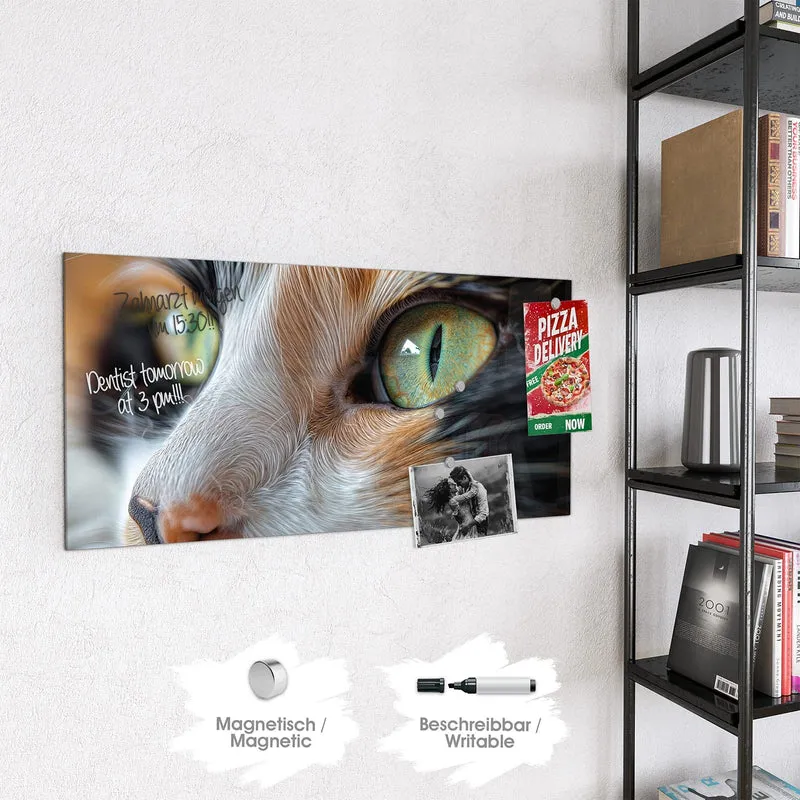 Glas Magnettafel - Grünäugige Katze