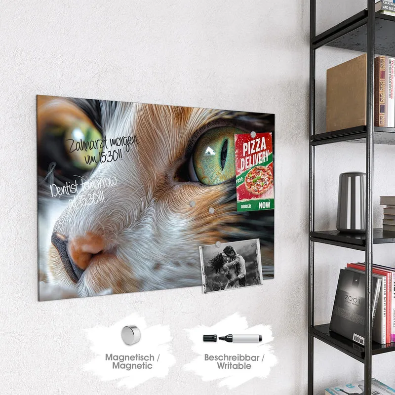 Glas Magnettafel - Grünäugige Katze
