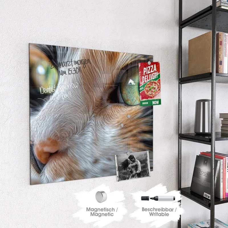 Glas Magnettafel - Grünäugige Katze