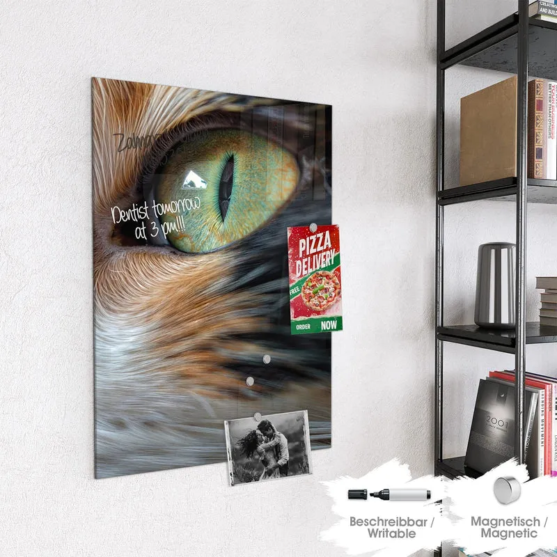 Glas Magnettafel - Grünäugige Katze