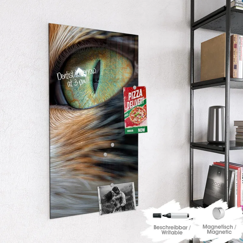 Glas Magnettafel - Grünäugige Katze