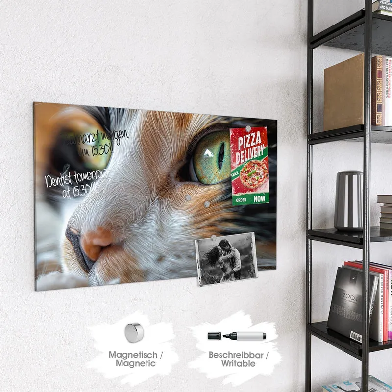 Glas Magnettafel - Grünäugige Katze