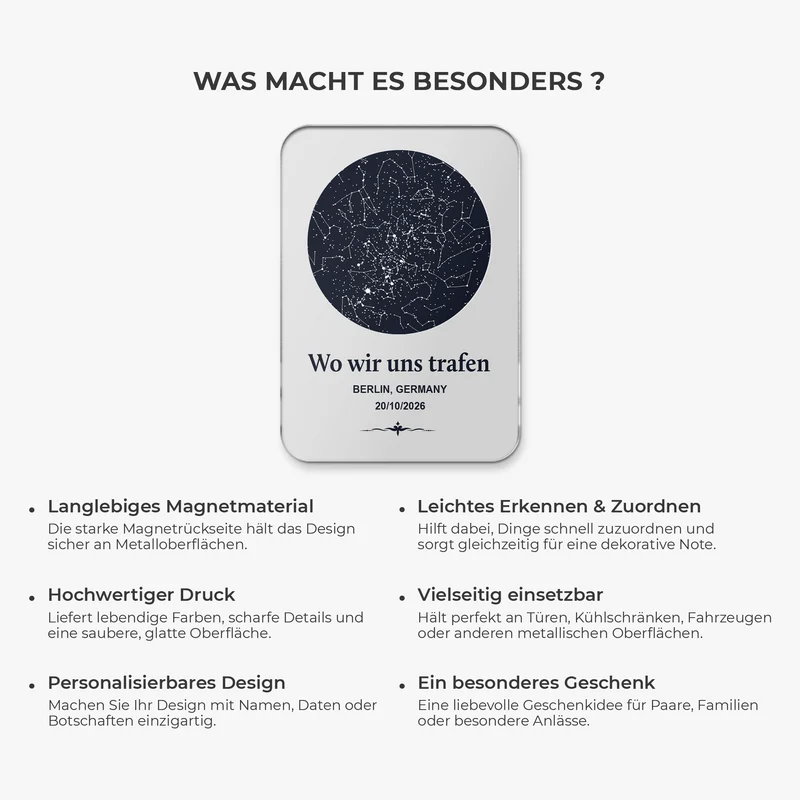 Wo Wir Uns Trafen - Personalisierte Geschenke Paar | Acryl Magnet Sternkarte
