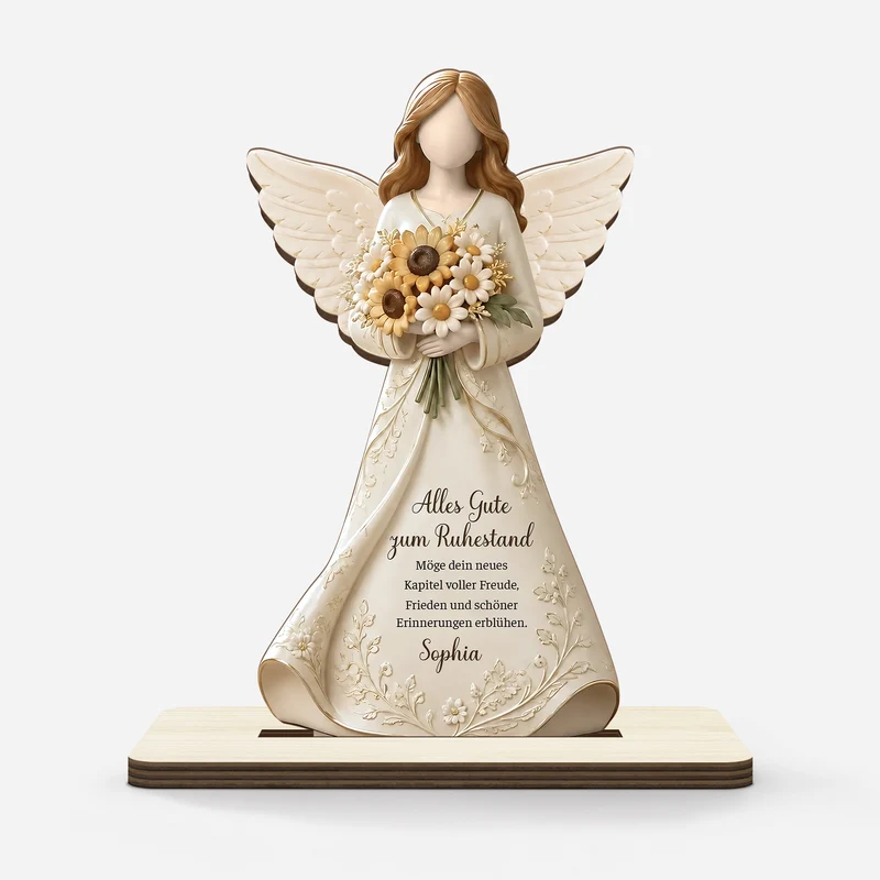 Abschied Ruhestand Sprüche - Personalisiertes Geschenk | Holzaufsteller Mit Standfuß