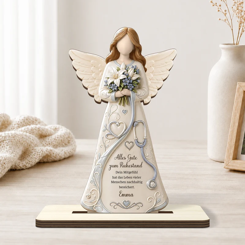 Abschied Ruhestand Sprüche - Personalisiertes Geschenk | Holzaufsteller Mit Standfuß