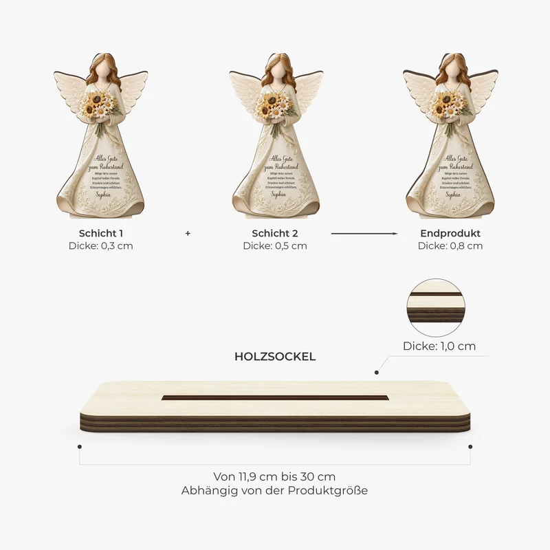 Abschied Ruhestand Sprüche - Personalisiertes Geschenk | Holzaufsteller Mit Standfuß