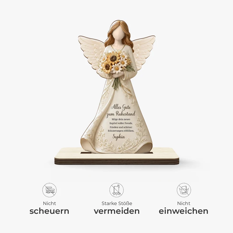 Abschied Ruhestand Sprüche - Personalisiertes Geschenk | Holzaufsteller Mit Standfuß