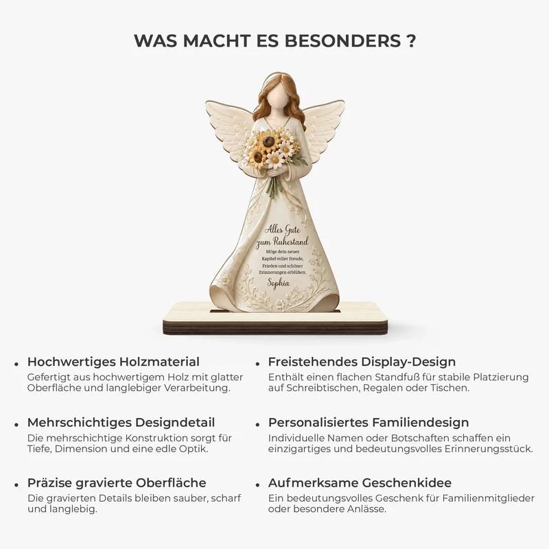 Abschied Ruhestand Sprüche - Personalisiertes Geschenk | Holzaufsteller Mit Standfuß