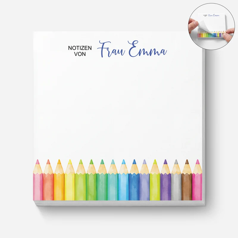 Notizen - Personalisiertes Geschenk | Haftnotizen Für Lehrer:in Buntstifte