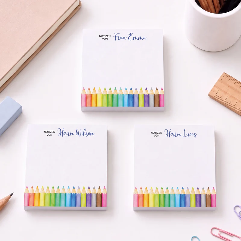 Notizen - Personalisiertes Geschenk | Haftnotizen Für Lehrer:in Buntstifte