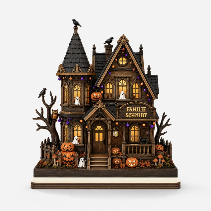Familie Halloween - Personalisiertes Geschenk | Holzaufsteller Mit Standfuß