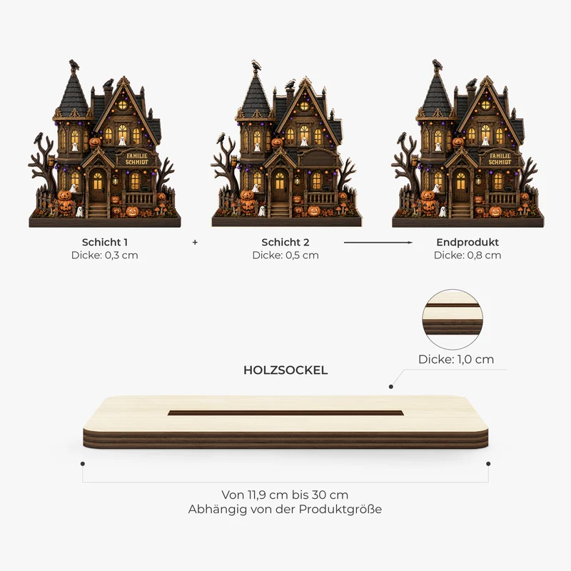 Familie Halloween - Personalisiertes Geschenk | Holzaufsteller Mit Standfuß