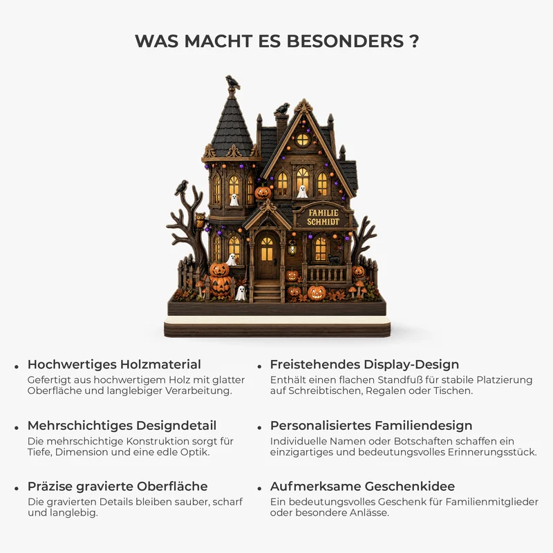 Familie Halloween - Personalisiertes Geschenk | Holzaufsteller Mit Standfuß