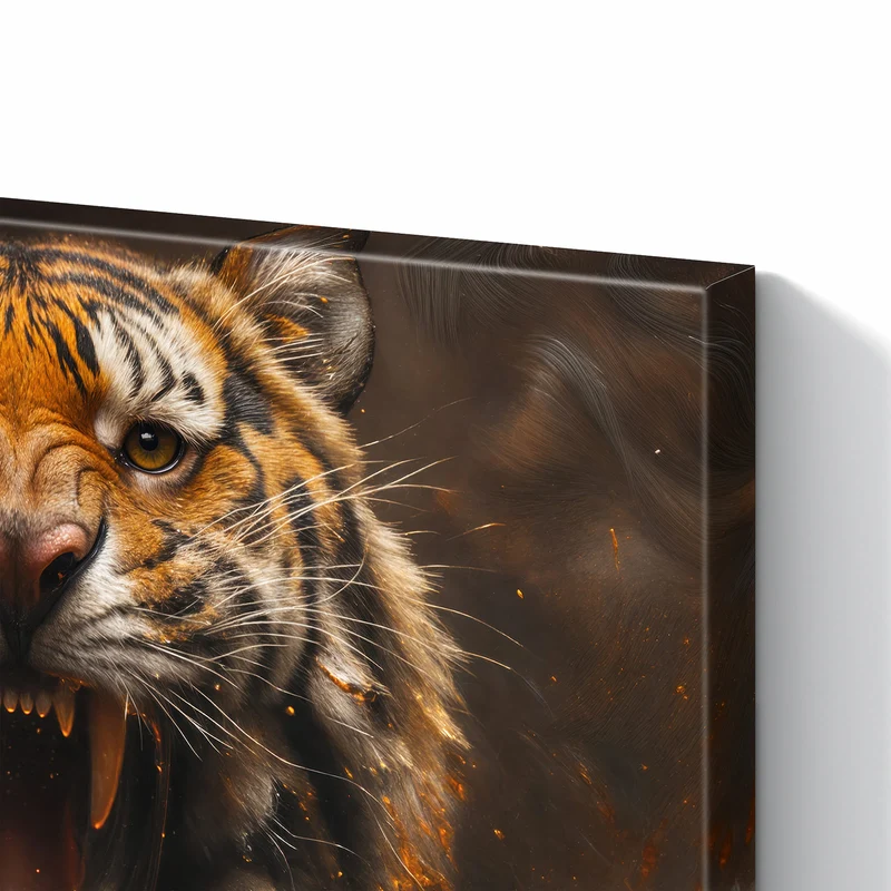 Metall Magnettafel - Tiger im Feuer