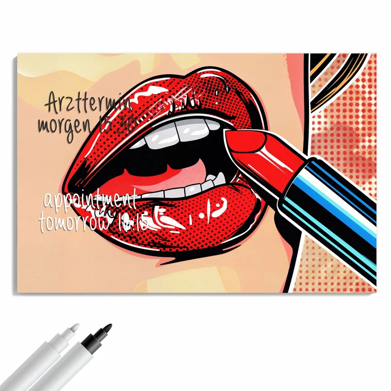 Metall Magnettafel - Roter Lippenstift
