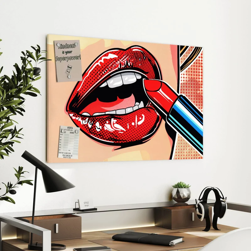 Metall Magnettafel - Roter Lippenstift