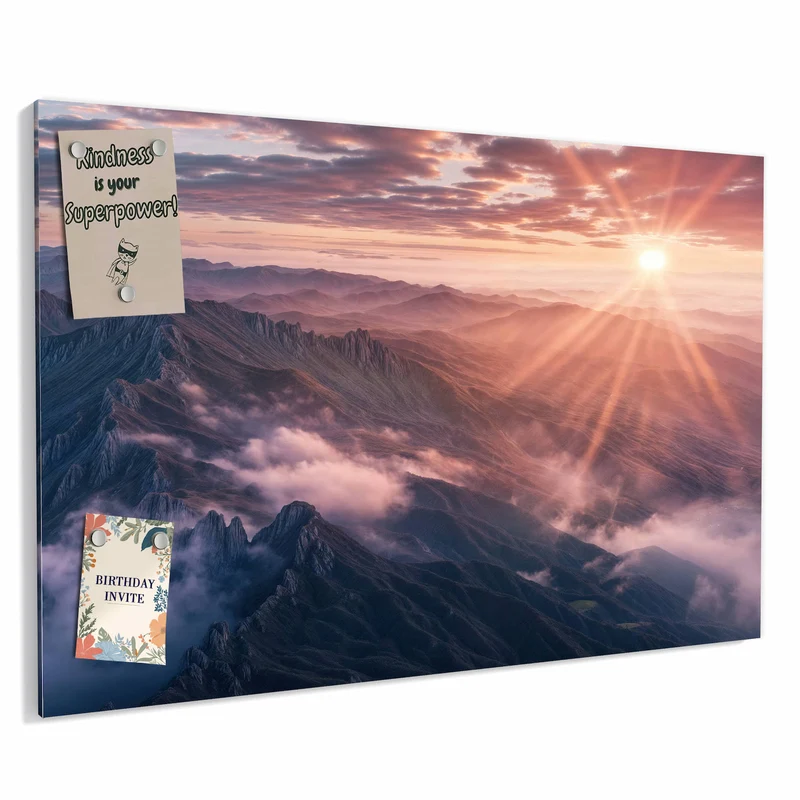 Metall Magnettafel - Bergkämme im Morgenrot