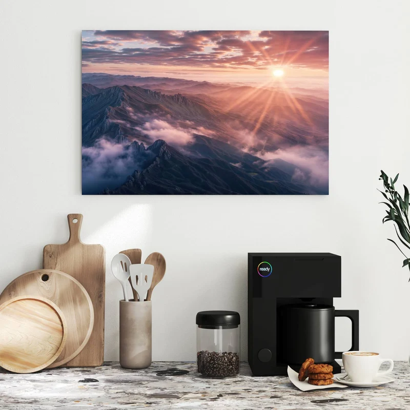 Metall Magnettafel - Bergkämme im Morgenrot