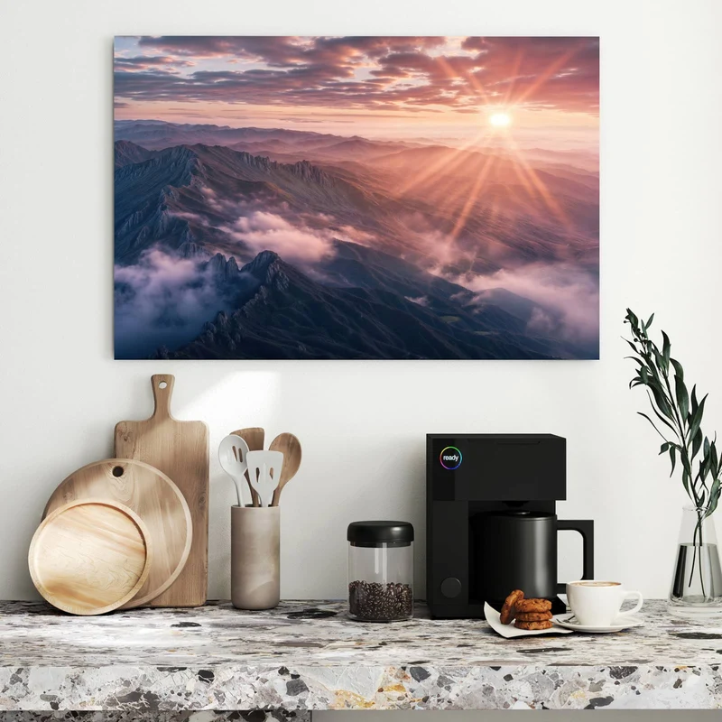 Metall Magnettafel - Bergkämme im Morgenrot