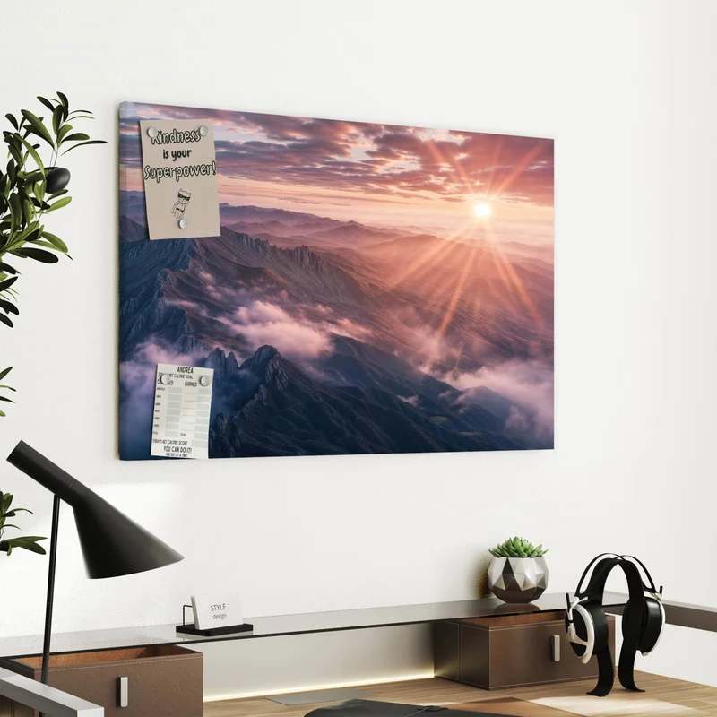 Metall Magnettafel - Bergkämme im Morgenrot