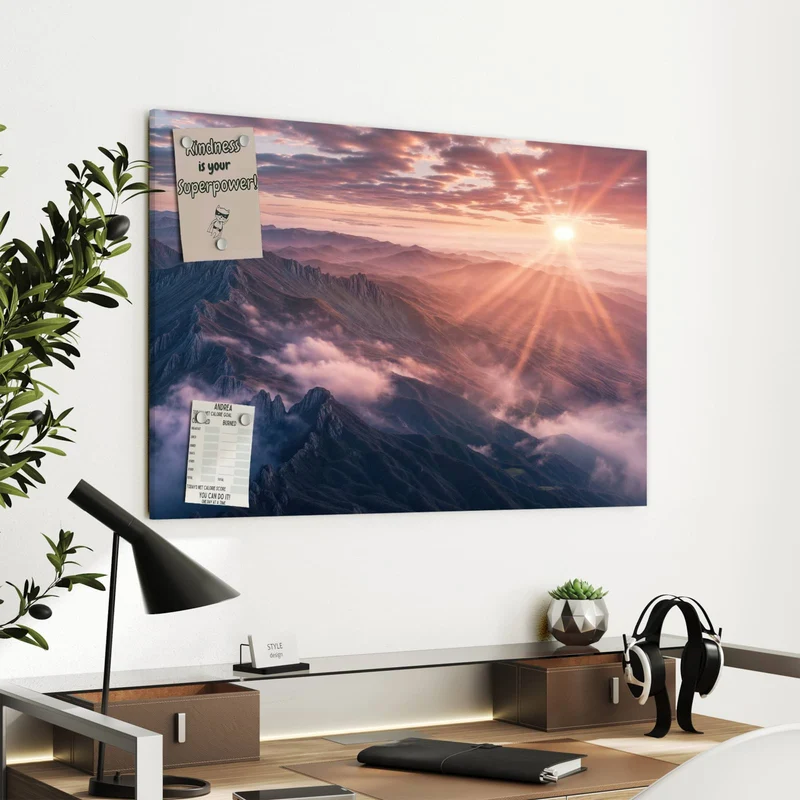 Metall Magnettafel - Bergkämme im Morgenrot
