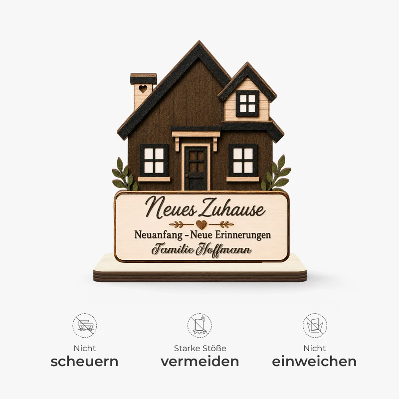 Neues Zuhause Neuanfang Neue Erinnerungen - Personalisierte Geschenke Familie | Holzaufsteller Mit Standfuß