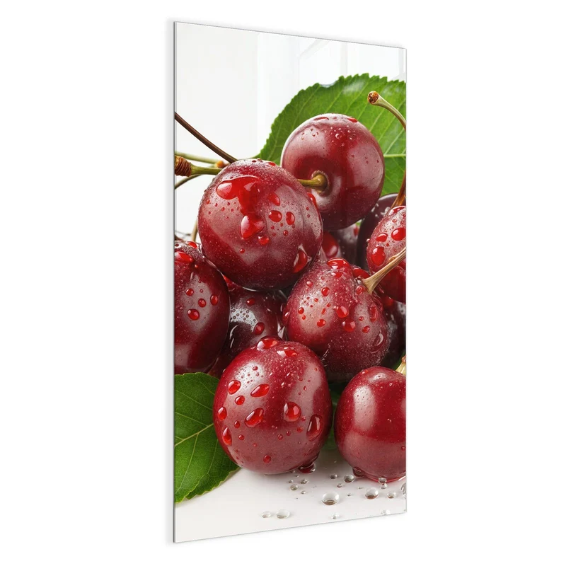 Glas Magnettafel - Kirschen mit Tautropfen