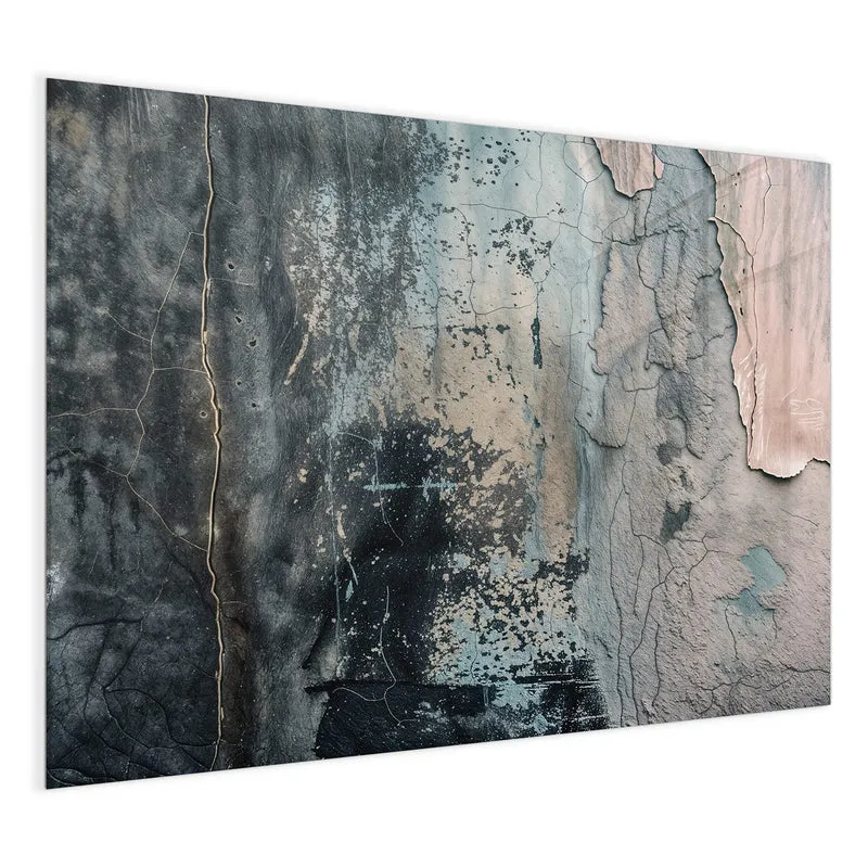 Glas Magnettafel - Rissiger Putz in Blau