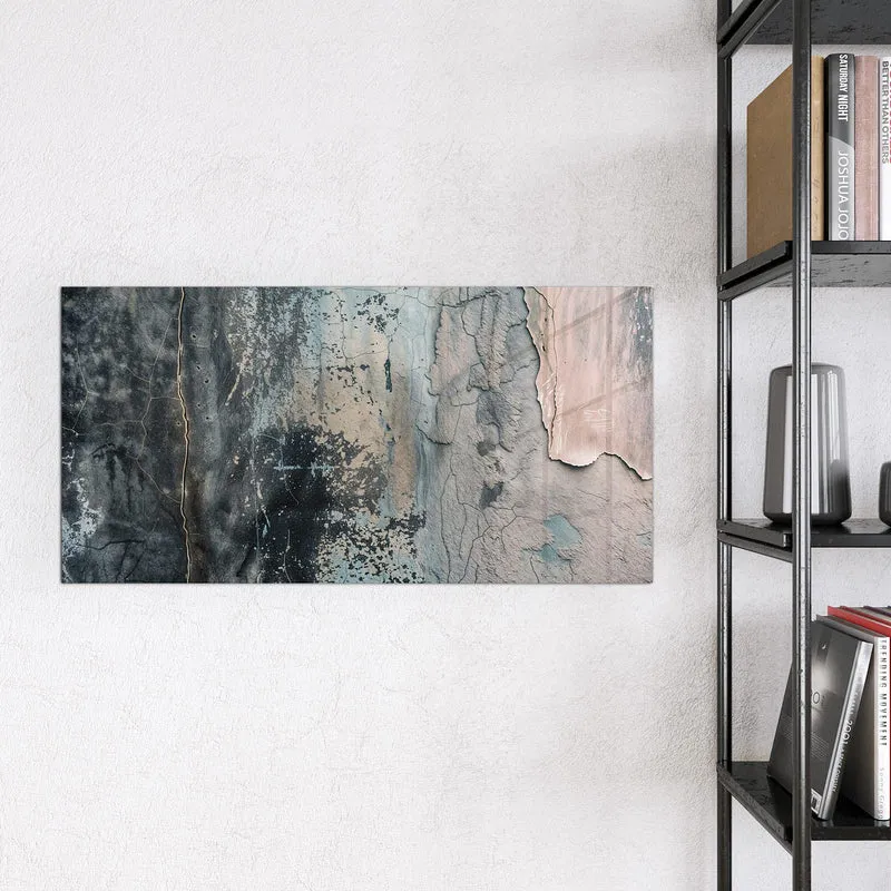Glas Magnettafel - Rissiger Putz in Blau