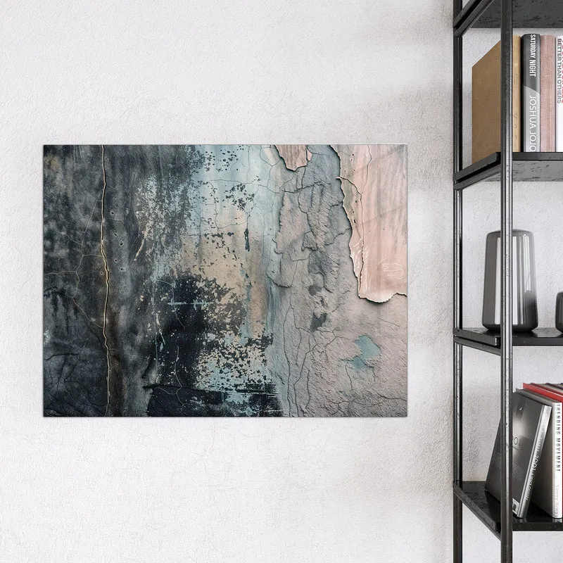 Glas Magnettafel - Rissiger Putz in Blau
