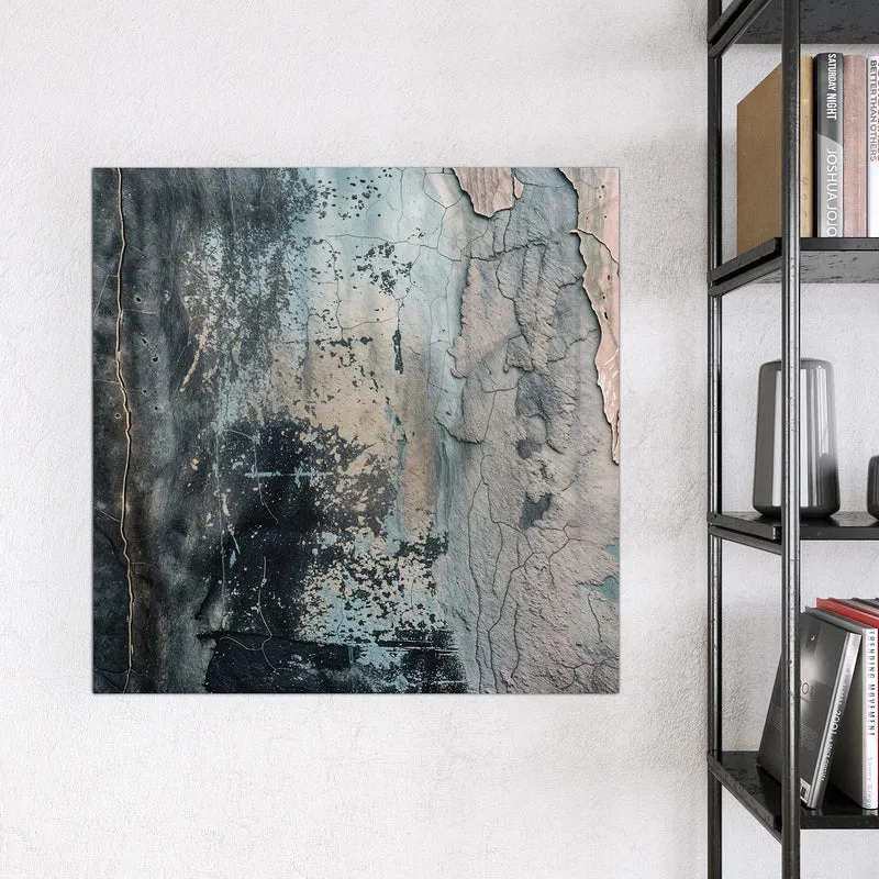 Glas Magnettafel - Rissiger Putz in Blau
