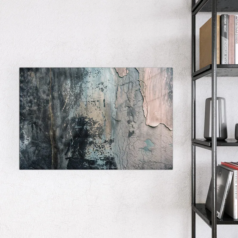 Glas Magnettafel - Rissiger Putz in Blau